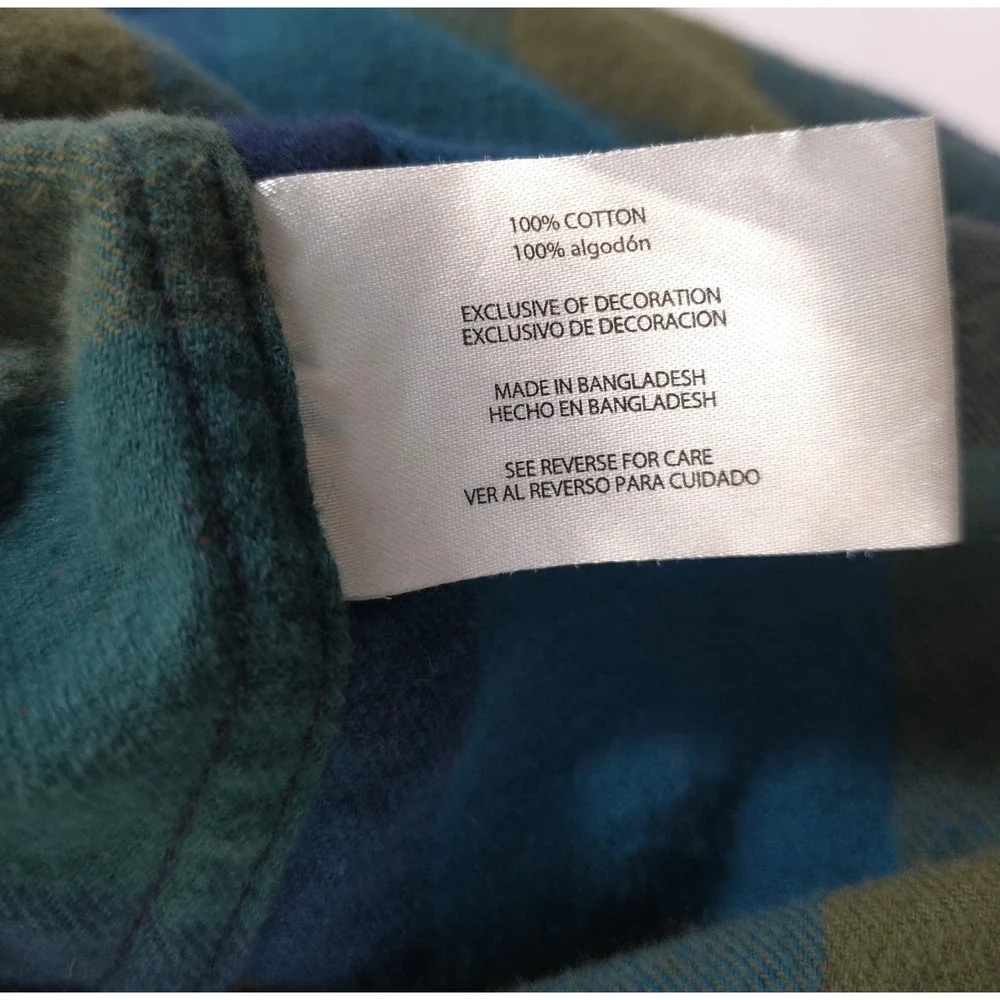 Eddie Bauer Flannel Shirt Buffalo Plaid Blue Green Men XXL Gorpcore Outdoorsy